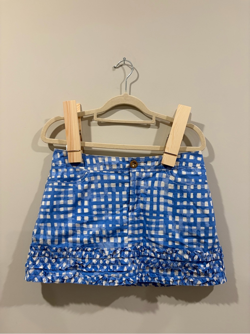 Blue Gingham Ruffle Hem Lilly Pulitzer Skirt